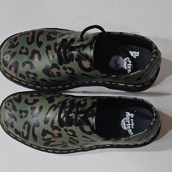 Dr. Martens Green Leopard Lace Up Boots - Picture 2 of 4